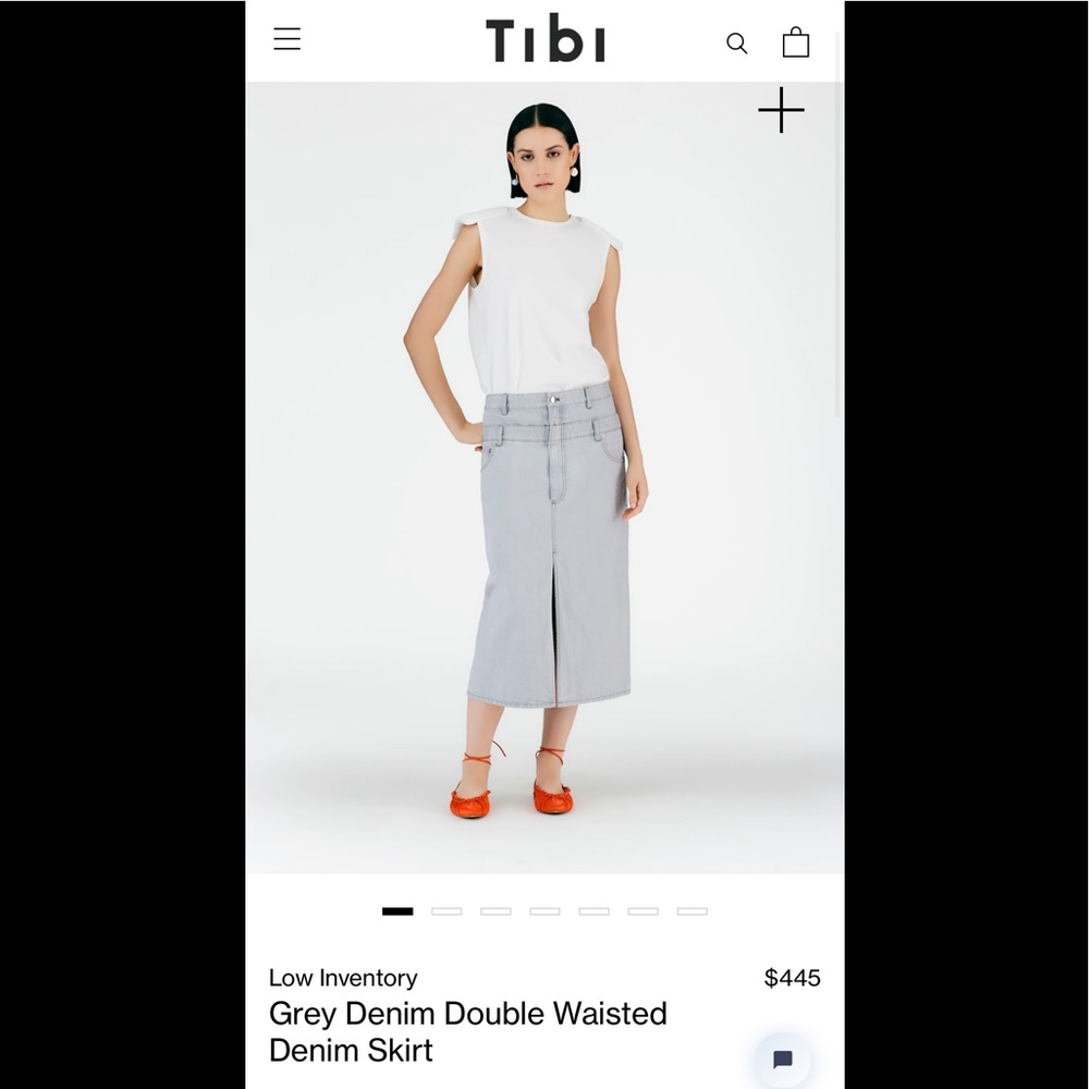 2022 spring Tibi Grey Denim Double Waisted Denim Skirt - Picture 1 of 7